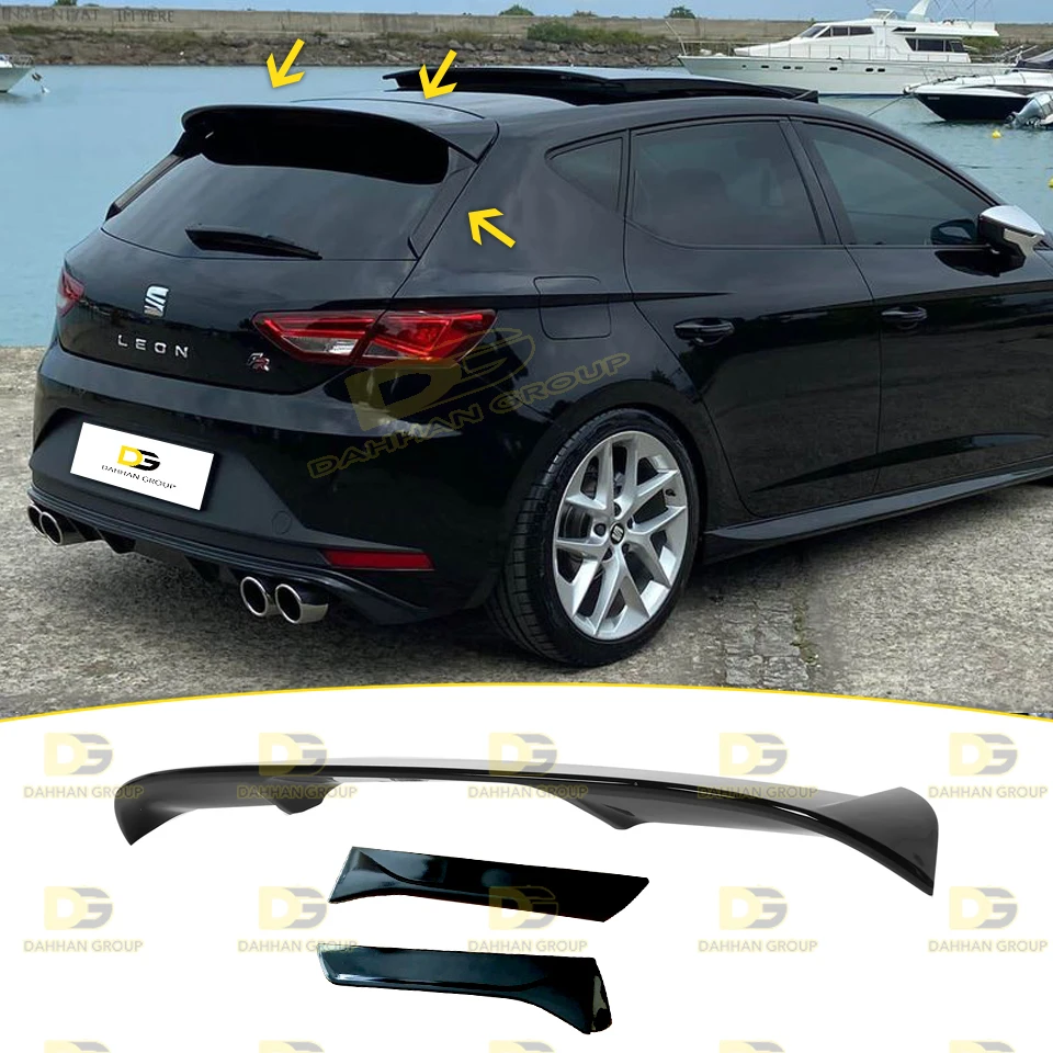 Spoiler traseiro de plástico ABS para Seat Leon MK3 2012-2020 FR Estilo, Asa com extensões laterais, crua ou pintada, Kit Cupra de alta qualidade