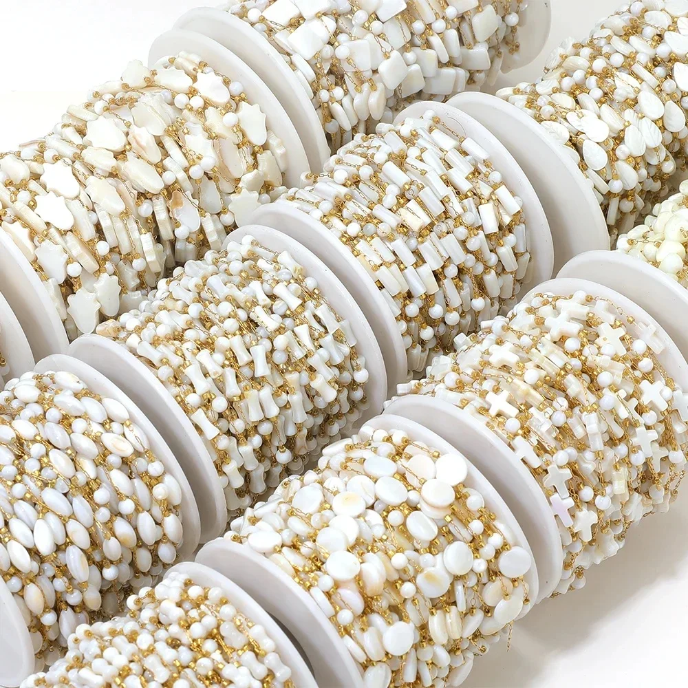 Bijoux en acier inoxydable, coquille naturelle, 1 mètre, pour bricolage, boucles d'oreilles, colliers, bracelets, fournitures