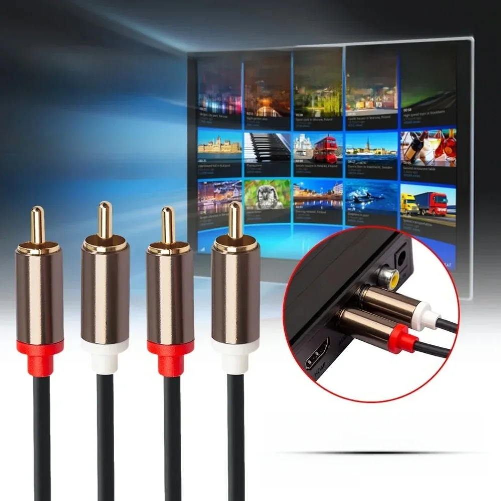 Câble Audio mâle à mâle, 1m, 2m, 3m, 2 RCA à 2 RCA, pour Home cinéma, DVD, TV, amplificateur, CD, boîte de son, haut-parleur, cordon Audio Durable