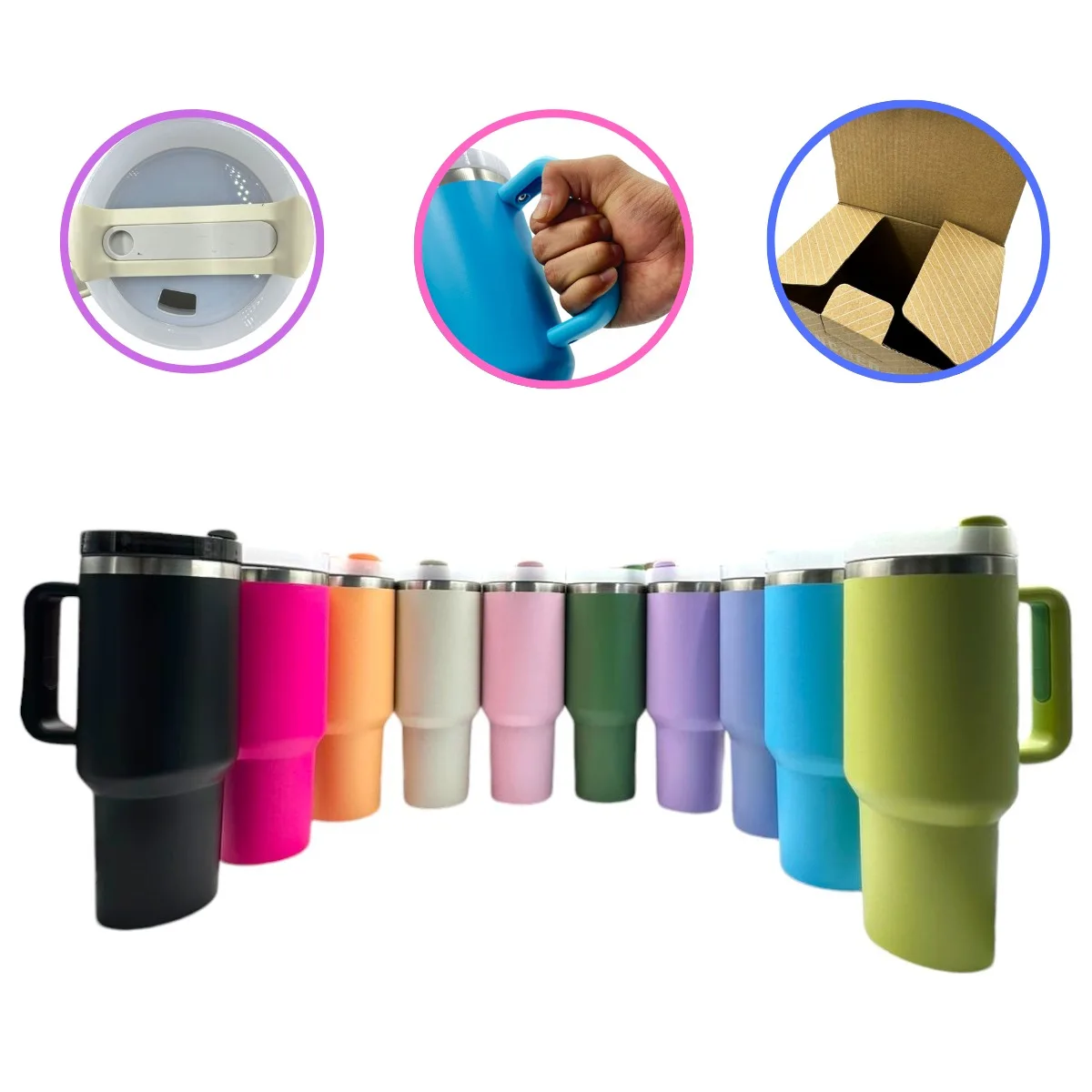 10 thermos 40 Oz thermal stainless steel with Popote colors wholesale