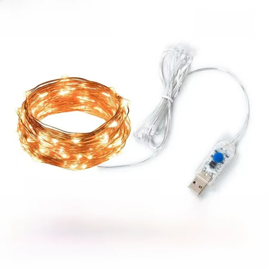 Guirxiété lumineuse LED dégradée pour l'extérieur, fil de cuivre USB, guirxiété lumineuse, fête de Noël, lumières de vacances, 8 modes, 5m, 10m, 20m