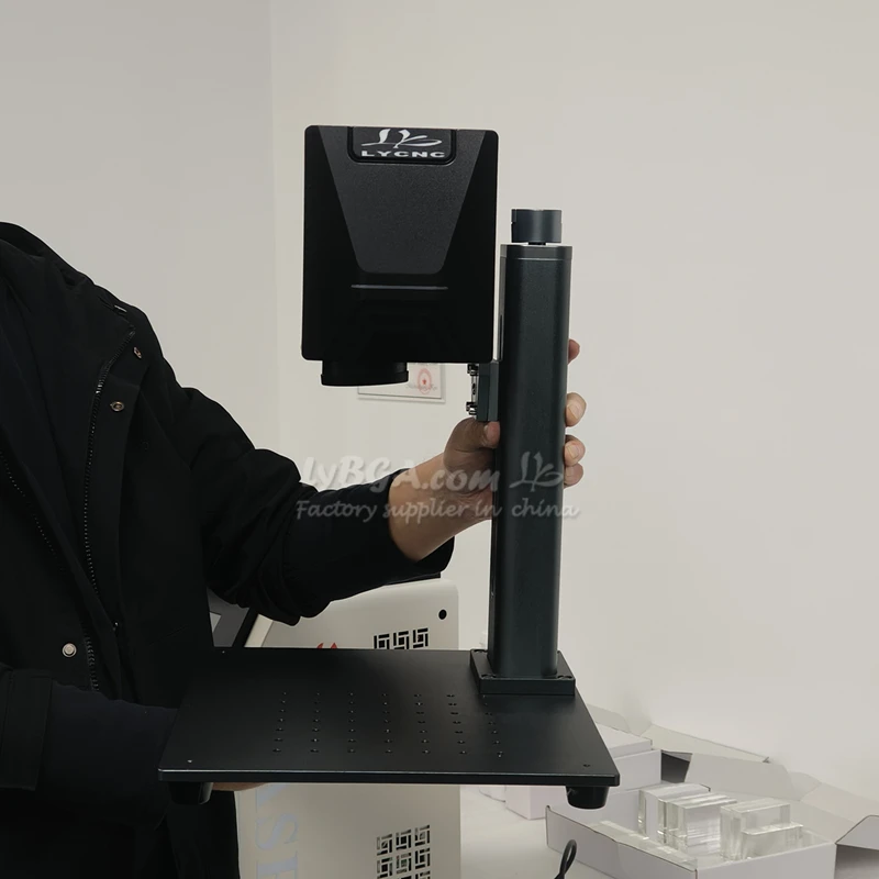 LY mini Desktop Fiber Laser Marking Machine Upgrade Rotation Axis Rolling Roller Axis 20W Metal Engraving Machine