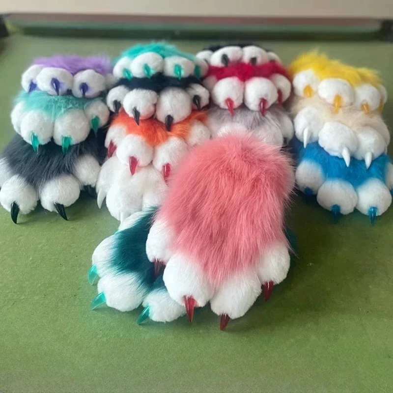 Nieuwe Fursuit Kigurumi Harige Dierenpoten Handschoenen Nagels Kig Cosplay Kostuum Wearable Harige Dieren Kleurrijke Klauwen Cos Rekwisieten Halloween - afbeelding 2