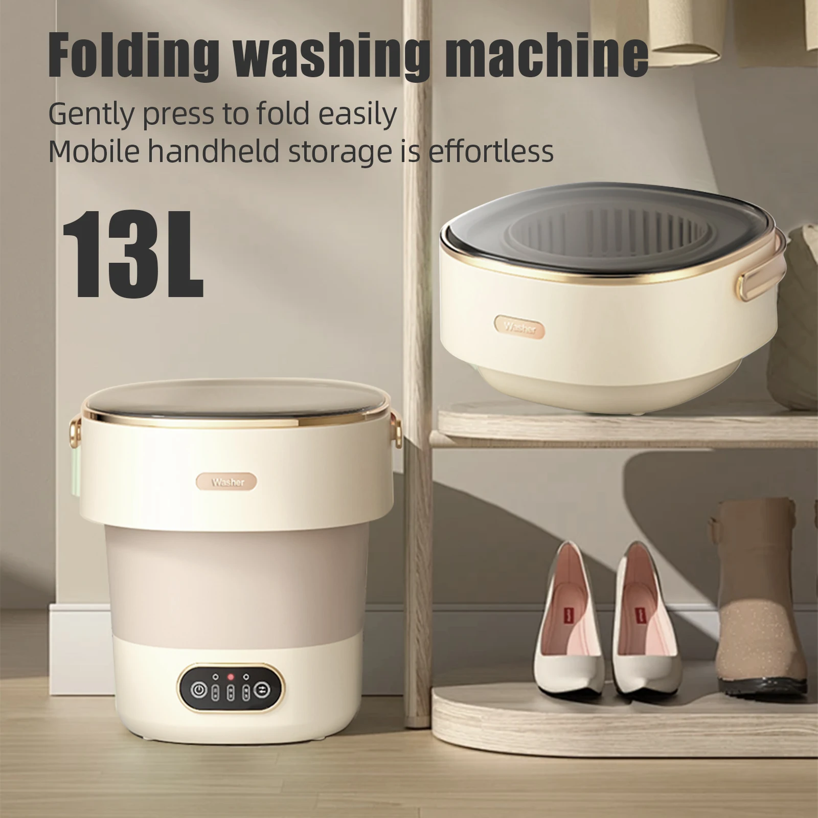 13L Portable Foldable Washing Machine with Spin Dryer for Socks Underwear Panties Washer Home Large Capacity Washing Machine