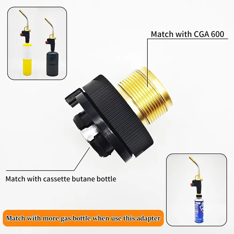 Adaptateur de réservoir de gaz CGA600(1 "-20UNF) à 220g, cartouche de butance, soudage du brasage, MAPP, torche à gaz Propane, chauffage, adaptateur de brûleur de soudure