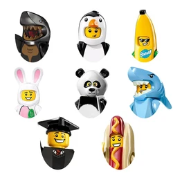 Anime Cartoon Banana Man Squalo Coniglio Pinguino Uomo Kawaii Mini Action Doll Building Blocks Assemblaggio Giocattoli educativi per bambini