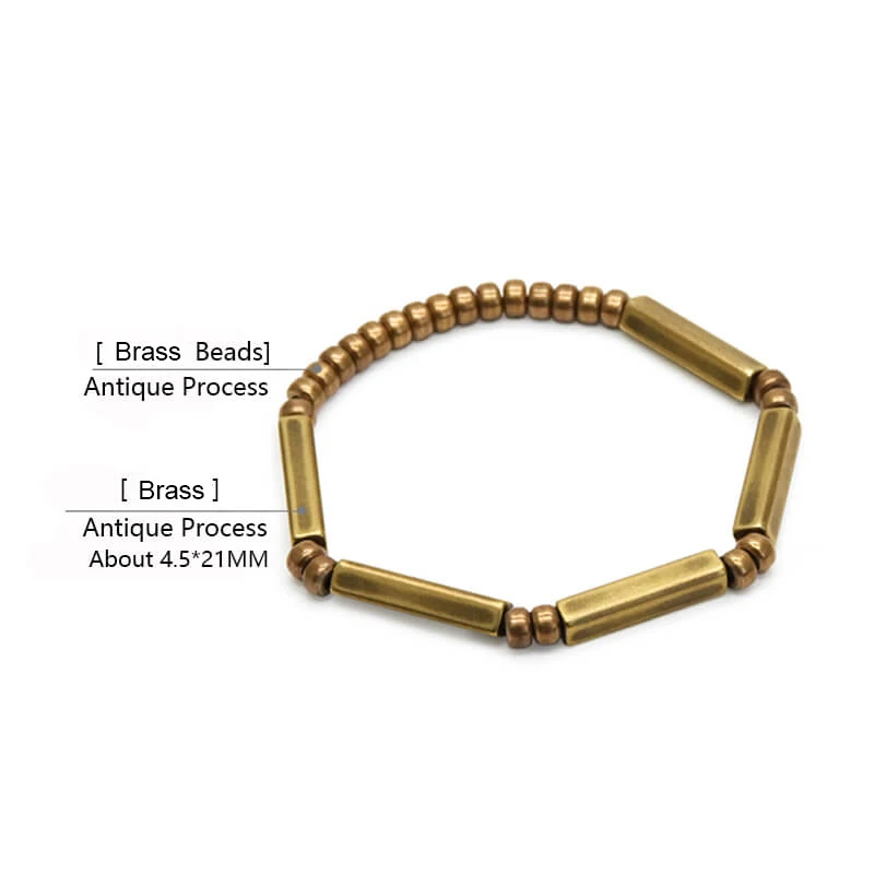 Street Punk Trendy Brass Handmade Stretch Bracelet Antique Finish Rock Style Metal Unisex Male Female Accessories