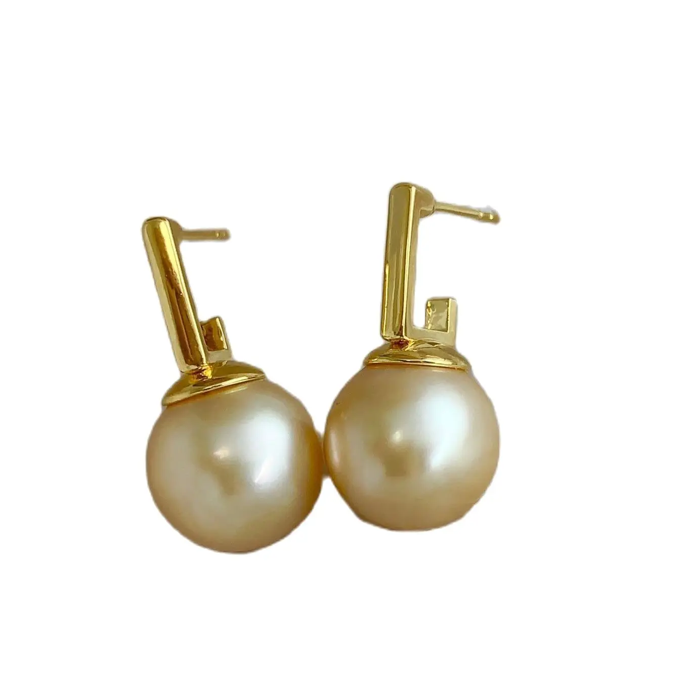 MADALENA SARARA Pure 18k Gold Women Earrings Saltwater Southsea Gold Pearl Simple Style AU750 Stamp