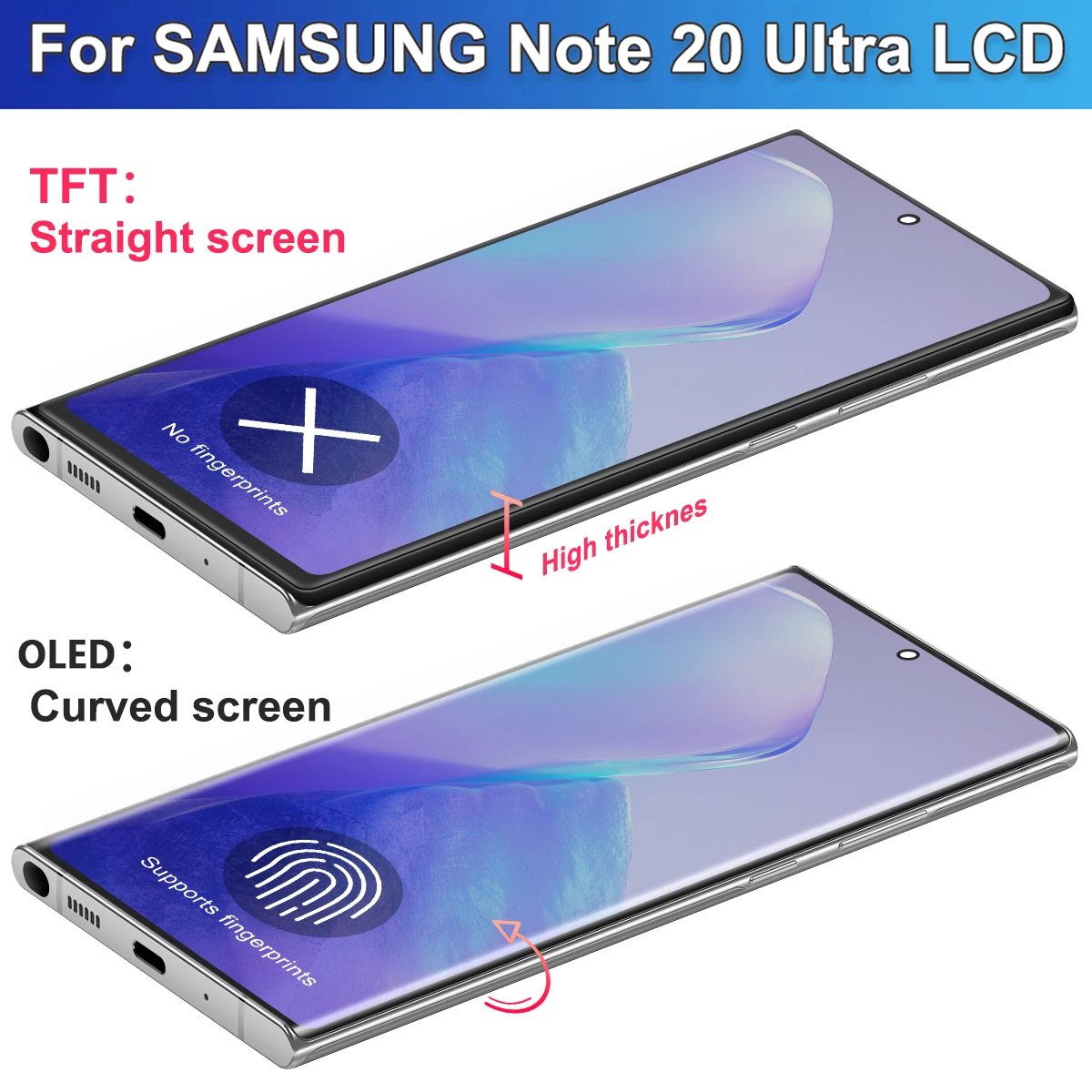 Tested For Note 20 Ultra with Frame, for Samsung Note 20 ultra N985F N985F/DS Lcd Display Digital Touch Screen Replacement