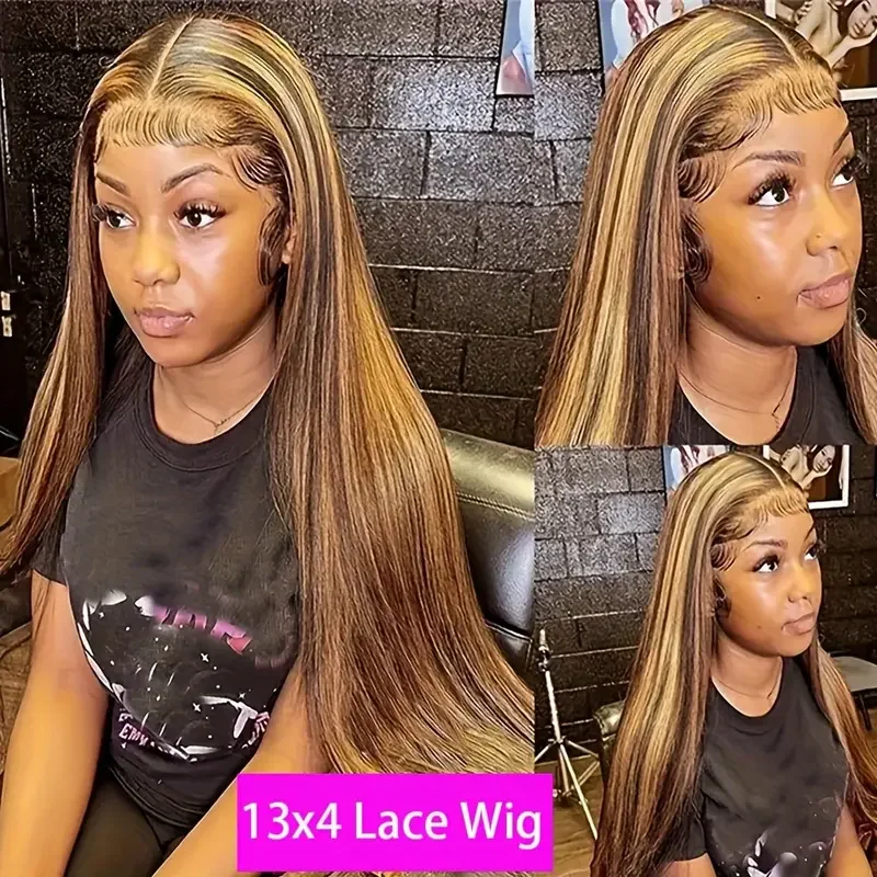 13x6 Hd Highlight Wigs P4/30 Colored Lace Front Human Hair Wigs For Women Honey Blonde Straight Hd Lace Frontal Wigs Glueless