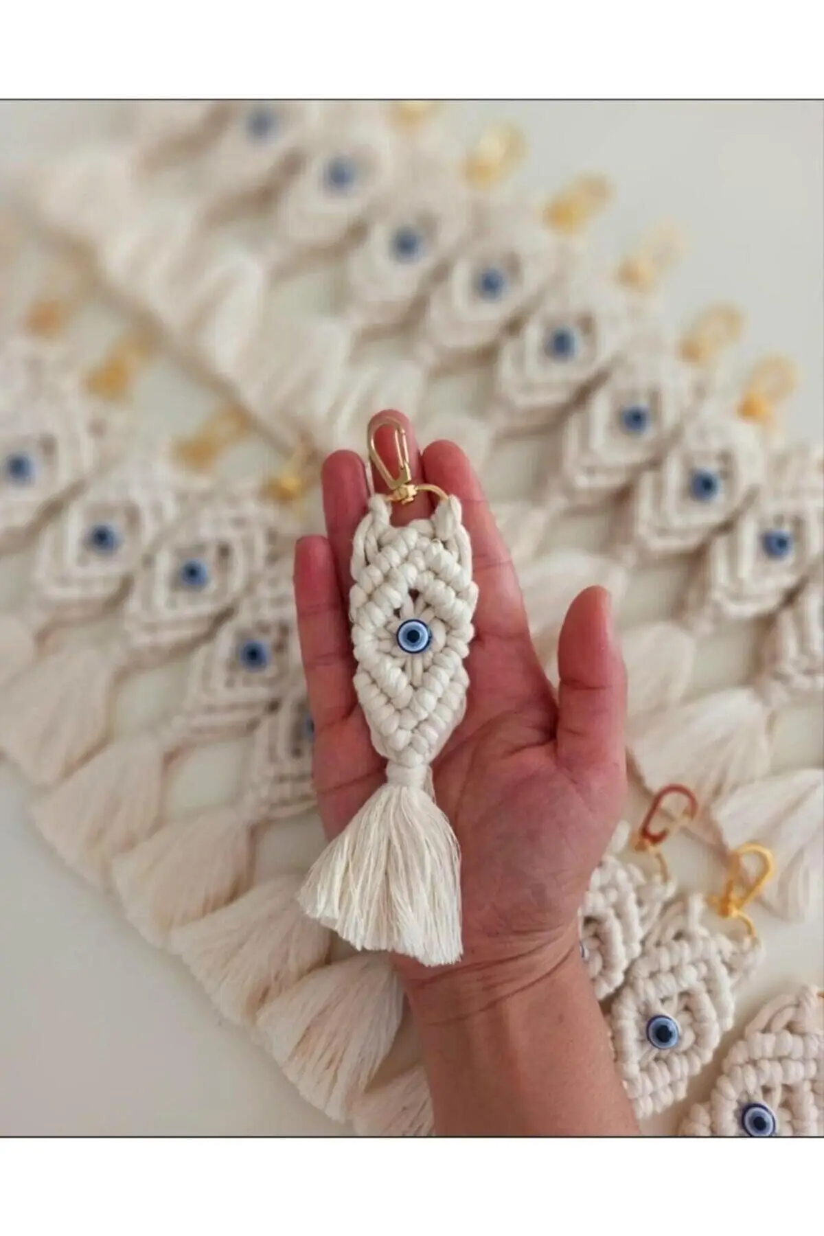 25/50/100Pc Macrame Gift Keychain Evil Eye Beaded Tassel Birthday Party New Year Engagement Henna Circumcision Baby Shower Favor