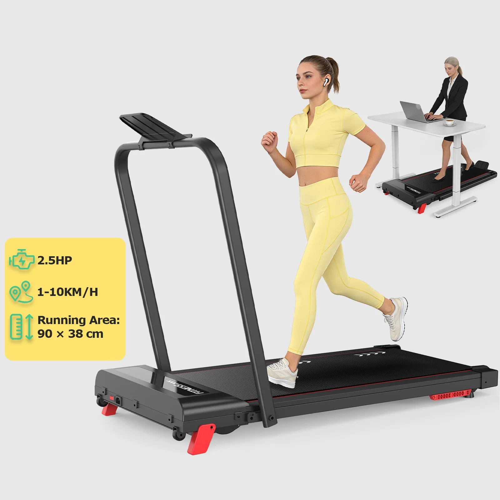JUICEASE P3 loopband voor thuisgebruik, 2-in-1, 1-10 km/u, handmatige hellingsregeling, LED-display, antislip en schokabsorberend.