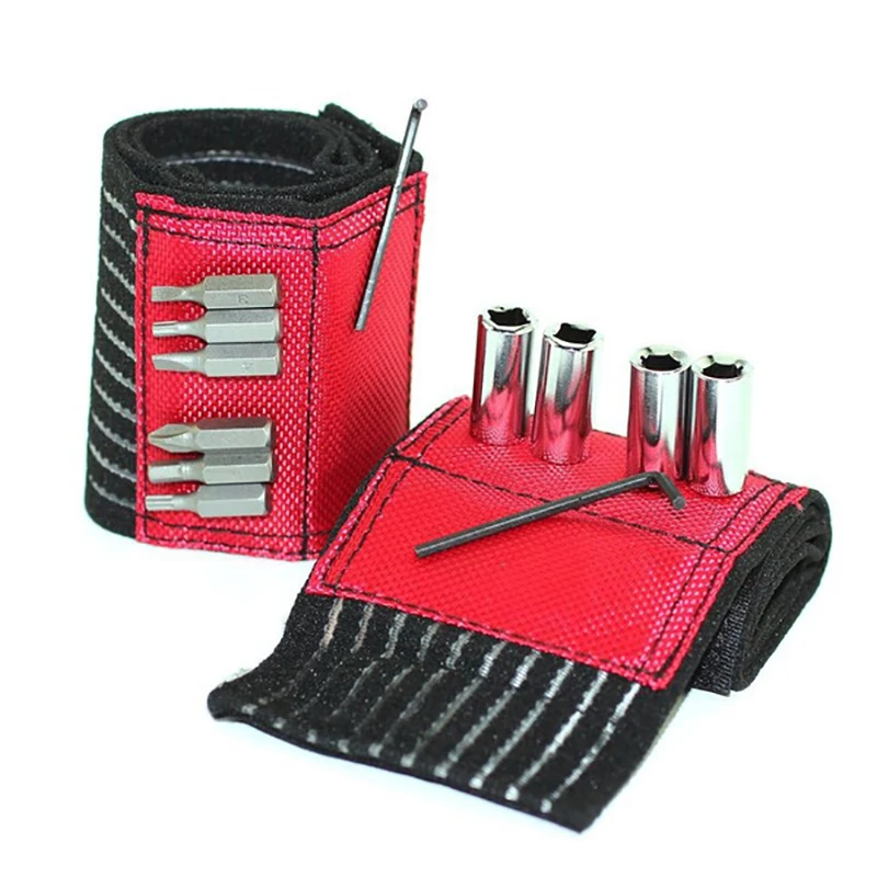 سوبر قوية سوار معصم مغناطيسي حقيبة أدوات ألومنيوم محمولة حقيبة مسمار براغي مثقاب الخشب طقم تصليح المنظم التخزين #6