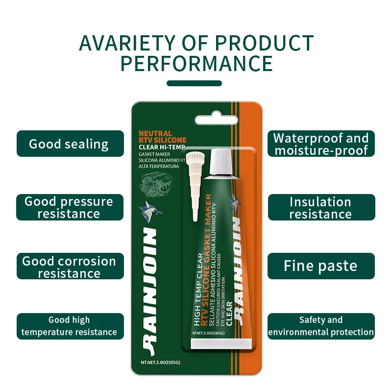 RTV Silicone Sealant Gasket Maker High Temperature Transparent Sealant For Automotive Engine Electronics Industrial Sealing Glue