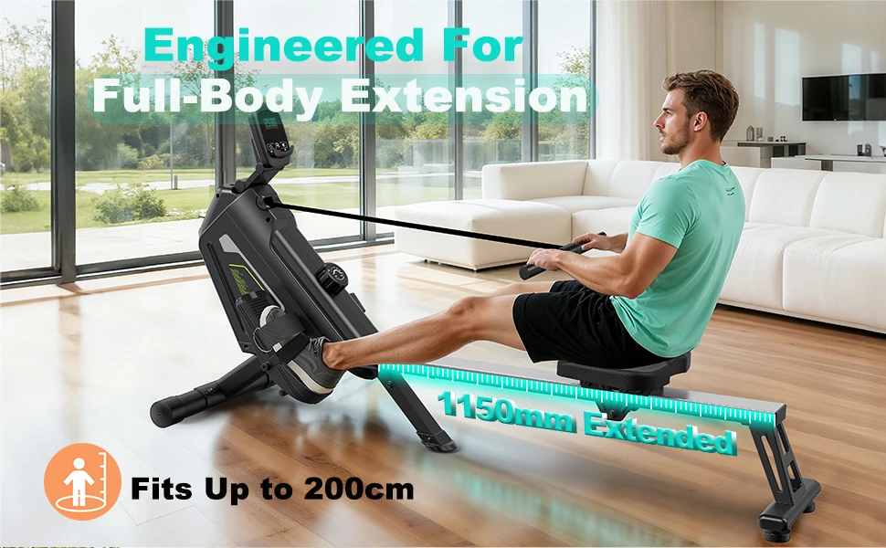 Klyzoom Heimtrainer Magnetisches Rudergerät, 16 Widerstandsstufen, Leises Rudergerät mit APP, 160kg Tragkraft, Einfache Montage, Kompakt – Detail 6