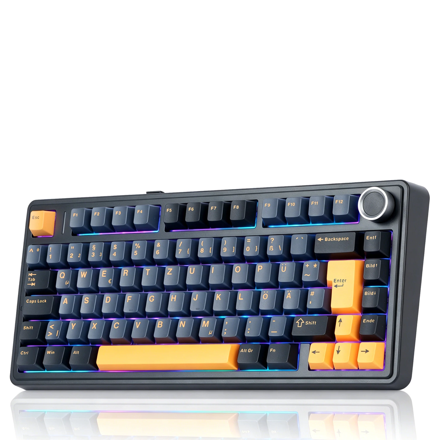 ISO-DE Layout EPOMAKER X AULA F75 75% Deutsches QWERTZ Hot-Swap Gasket Kabelgebunden/Bluetooth/2.4G Kabellos Mechanische Tastatur Drehregler/RGB