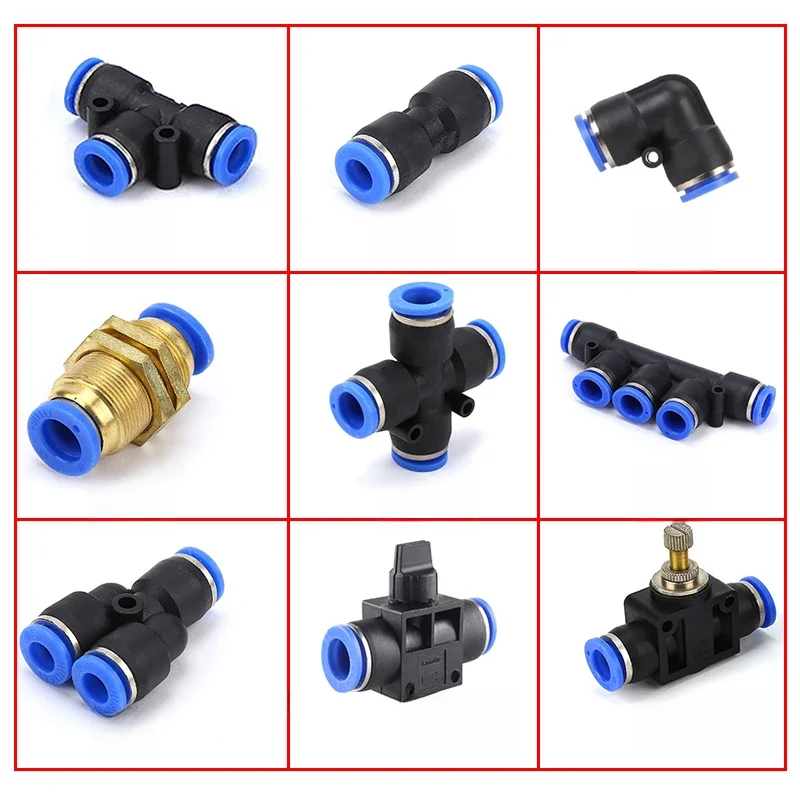 Pneumatische montage Pijpconnector Buis Luchtsnelkoppelingen Water Push-in slang Kunststof 4 mm 6 mm 8 mm 10 mm 12 mmPV PE PU PY-connectoren - afbeelding 2