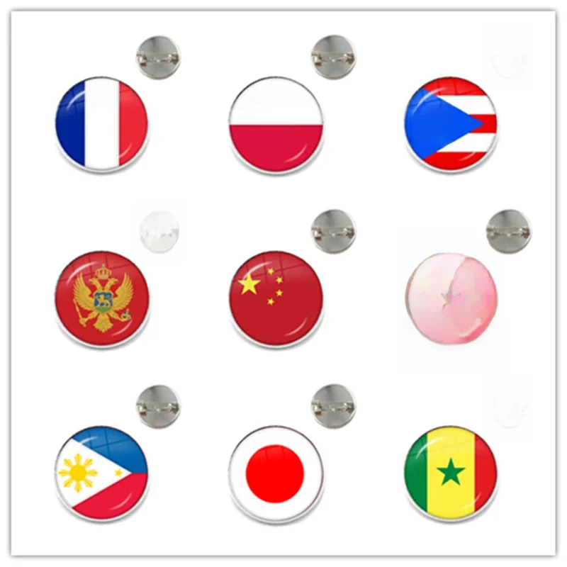 Broszki z flagą narodową Francja Polska Portoryko Czarny Montenegro Chiny Angola Senegal Filipiny Japonia Szpilki do kołnierzyka dla kobiet mężczyzn — zdjęcie 2
