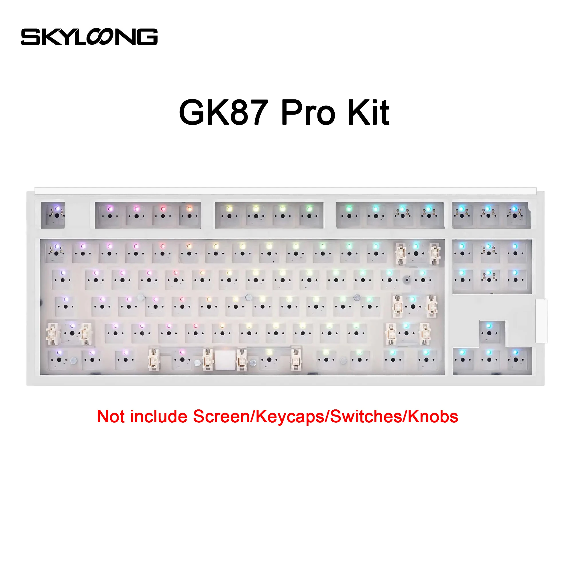 SKYLOONG GK87 Pro 3 Mode Keyboard Kit Low Latency Gaming Keyboard Kit Not with Screen Switches Keycaps Knobs Steel Sticker