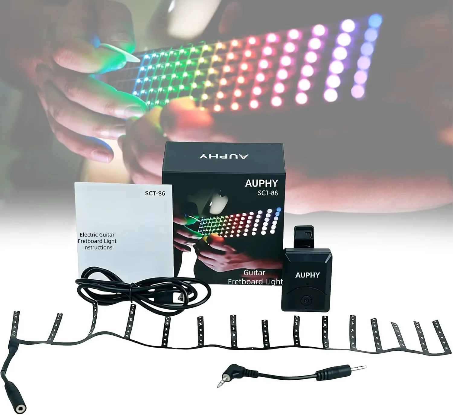 Guitar Fretboard Light with 12 Lighting Modes,Scale Learning System&Rhythm Sync for Party,Street Performance,Live Streaming
