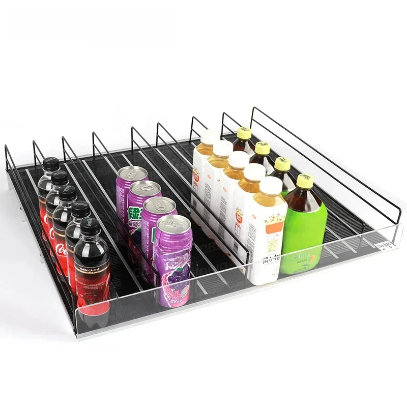 Auto-feed Gravity Beverage Display Shelf Freezer Drink Bottle Glides Stand Basket Supermarket Cooler Gravity Feed Roller Shelf