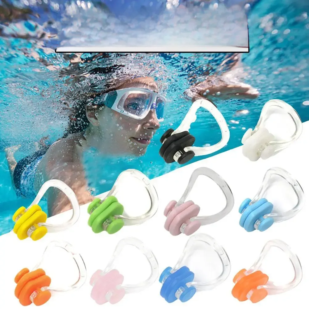 Pince-nez en silicone souple réutilisable et étanche pour adulte et enfant, accessoire pour la natation, le surf, la piscine