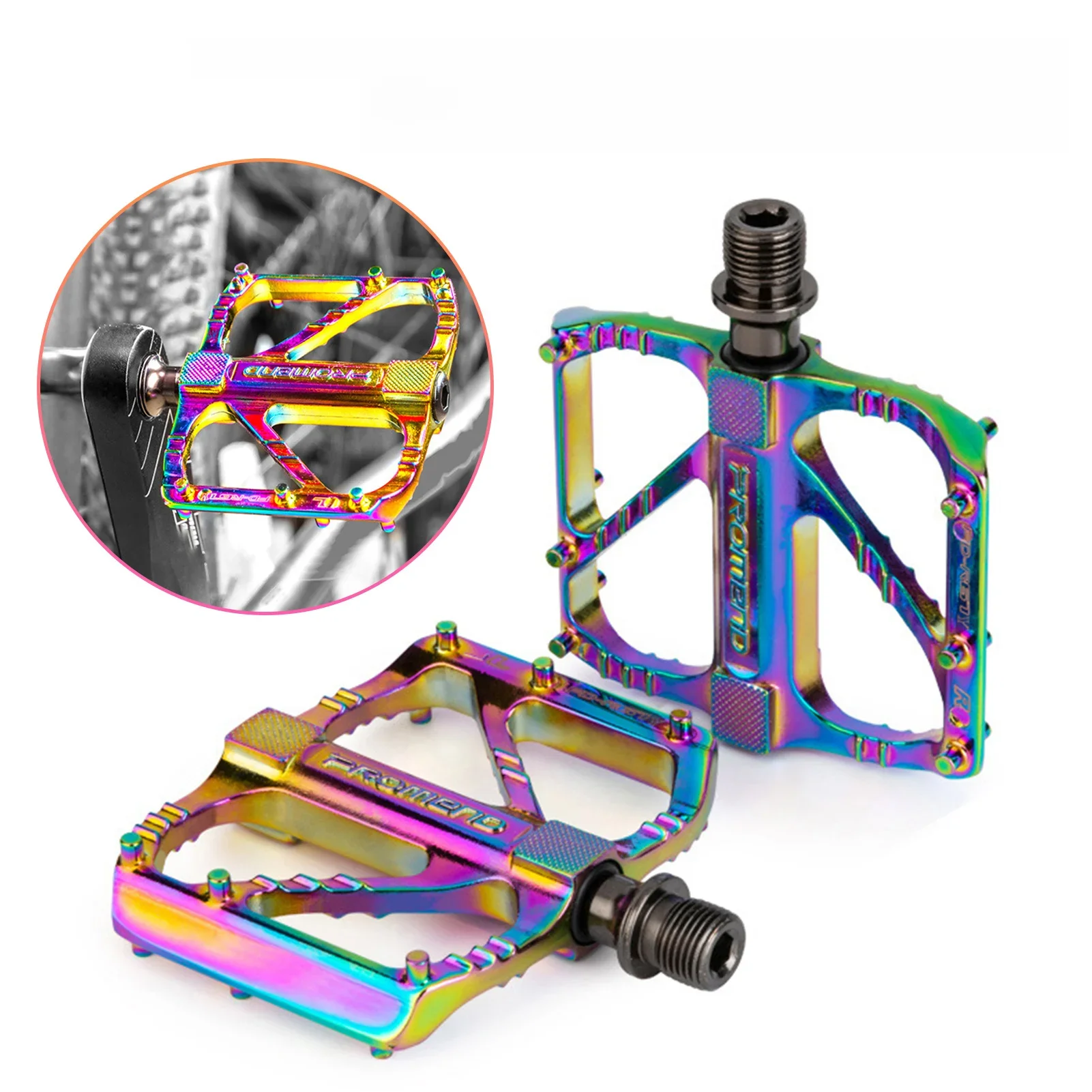 AliExpress Rainbow MTB Bike Pedal Aluminum Alloy Anti-Slip Platform 3 Bearing Colorful Pedals for BMX Mountain Bike Accessories