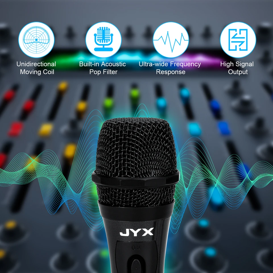Micrófono dinámico de karaoke vocal de mano con cable y interruptor de encendido/apagado para máquinas de karaoke, altavoces, amplificadores, mezcladoras y sistemas de PA 3