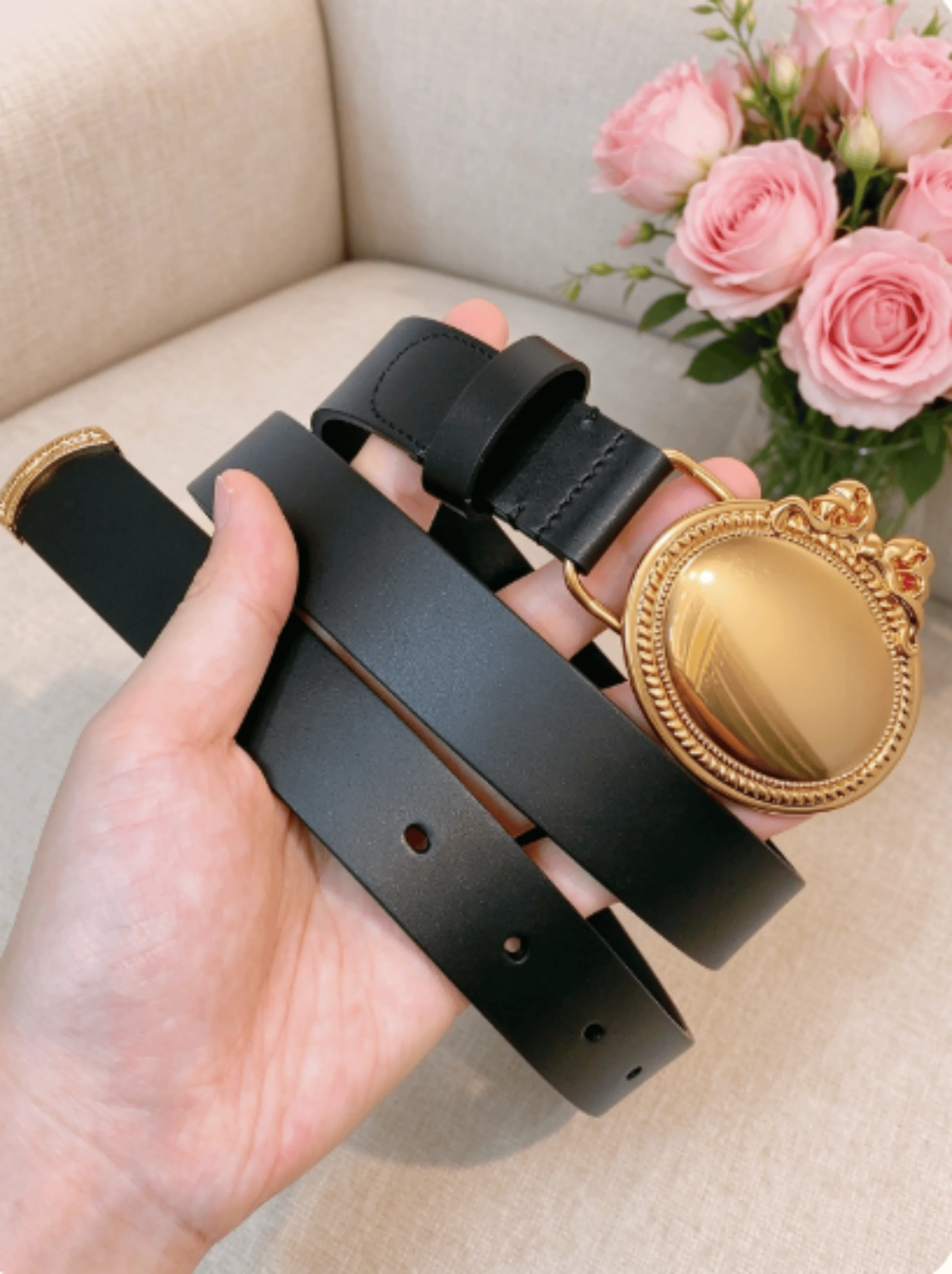 2026 Women Double-sided Belt Autumn New Cowhide Vintage Oval Buckle Simple Versatile Durable Fashion Bow Women Belt 2.5CM