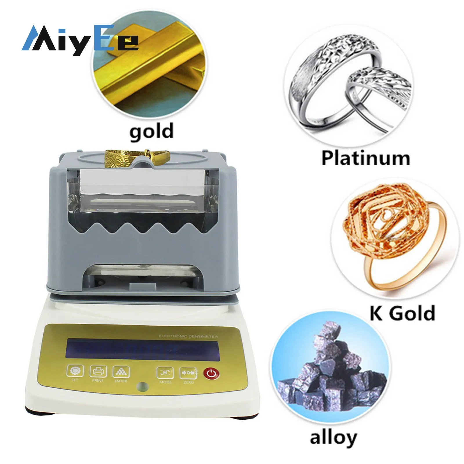Gold Purity Tester Precious Metal Analyzer for Jewelry Bank Pawnshop Lab, 110-220V Gold Density Testing Machine