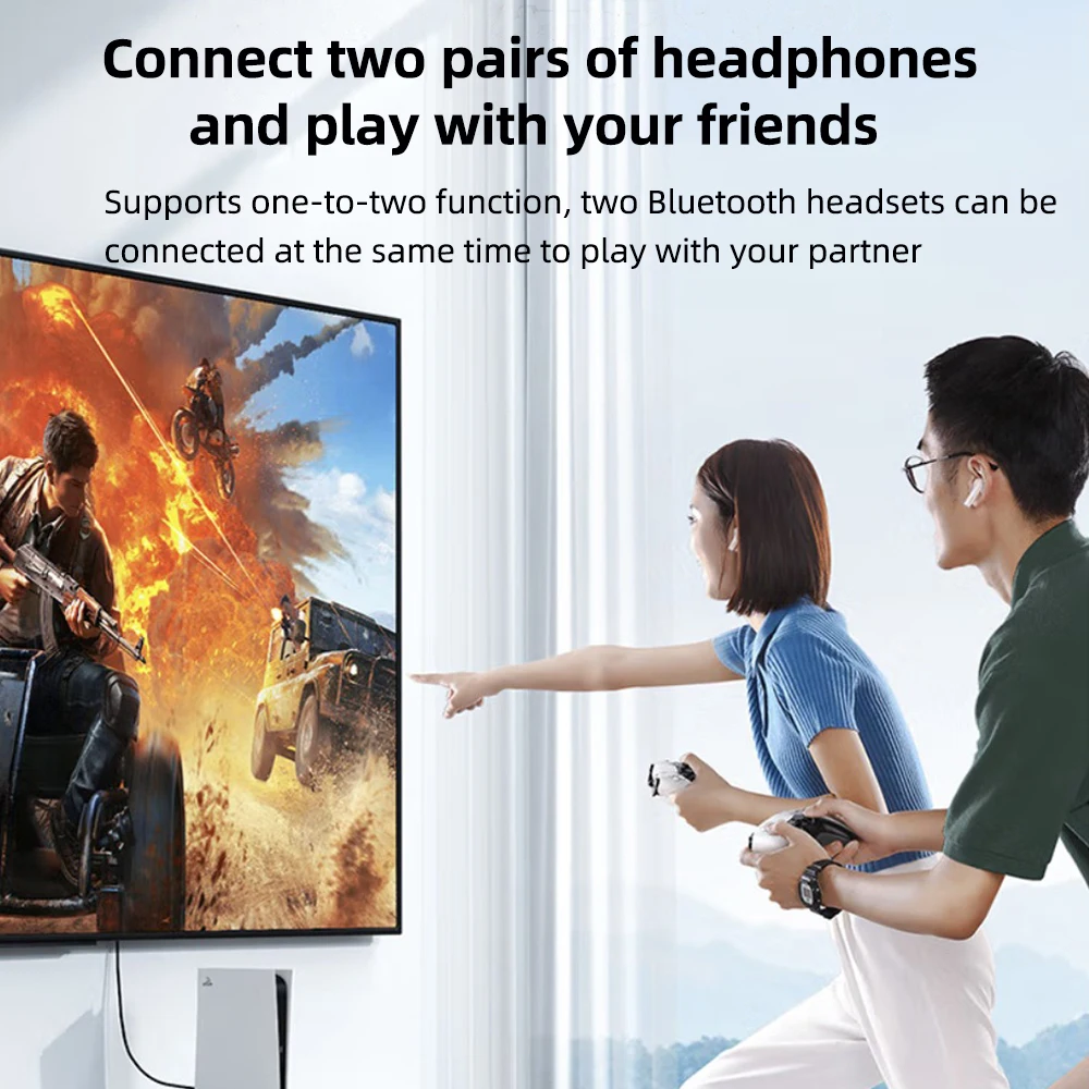 for PS5 PS4 TV Computer Bluetooth Headset Wireless Audio Transmitter Bluetooth 5.3 Audio Adapter Driver-free/Plug and Play