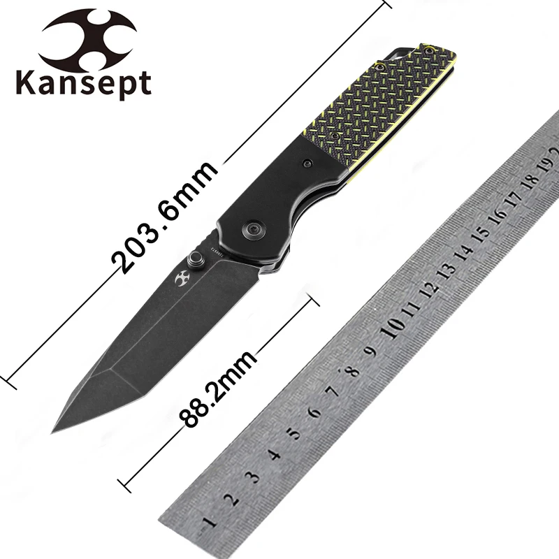 Kansept Warrior T1005T Series EDC 3.47'' Tanto D2 Blade with Aluminum & G10 Handle Kim Ning Designed Outdoor Pocket Knife