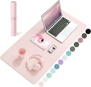 Tapis de bureau, tapis de souris en PVC imperméable, couvercle protecteur de bureau en cuir, tapis de clavier de jeu antidérapant rose pour grand ordinateur portable pour filles 8 meilleurs blocs de bureau rose en vente - No3