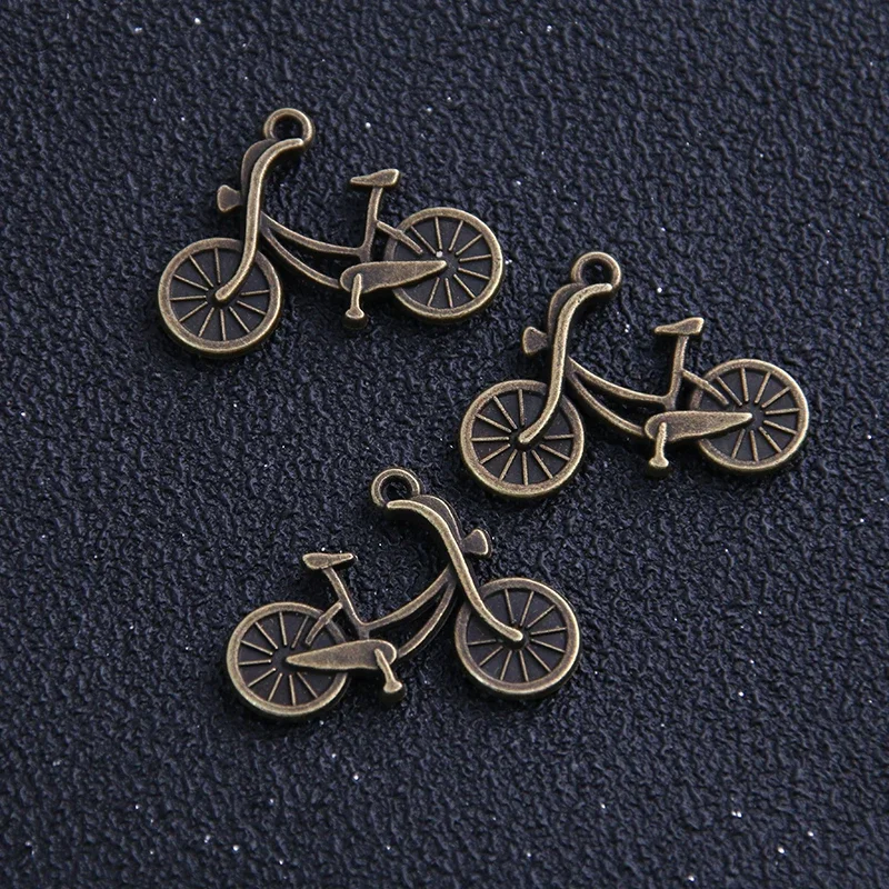 AliExpress YMLIAO 10pcs/lot 19*26mm Wholesale Vintage Bronze Alloy Metal Mini Bicycle Charm Jewelry Pendants Makings