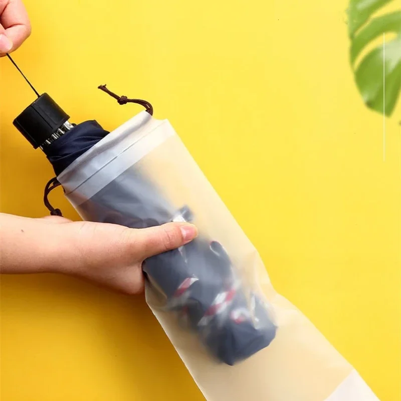 Sac de rangement de parapluie en plastique translucide, housse de parapluie imperméable et Anti-salissure, sacs portables réutilisables à cordon, rangement à domicile