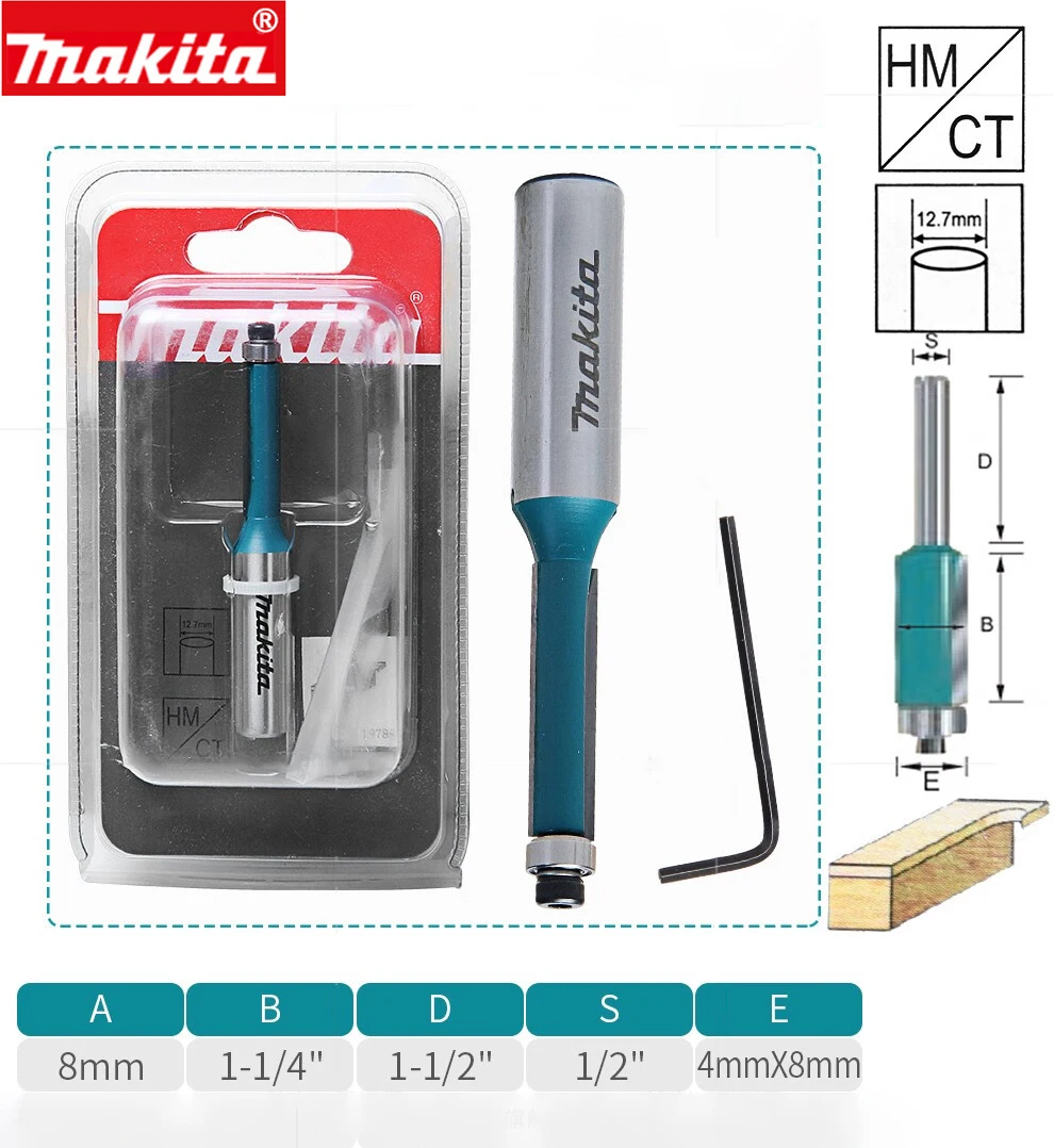 Coltello da taglio per cuscinetti con gambo Makita da 12.7mm fresa per fresa diritta a doppio cuscinetto per la lavorazione del legno