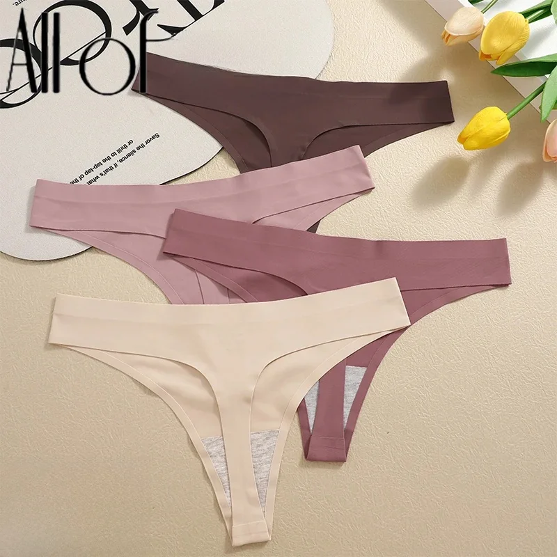 3 sztuk/zestaw seksowna bielizna stringi oddychająca damska T-back bielizna intymna bezszwowe kalesony z niskim stanem Lady majtki bikini S-XL — zdjęcie 2