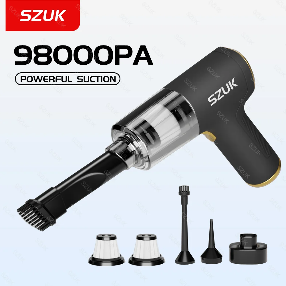 

SZUK 98000PA Mini Car Vacuum Cleaner Powerful Handheld for Car Home Portable Cleaning Machine Strong Suction Wireless Cleaner