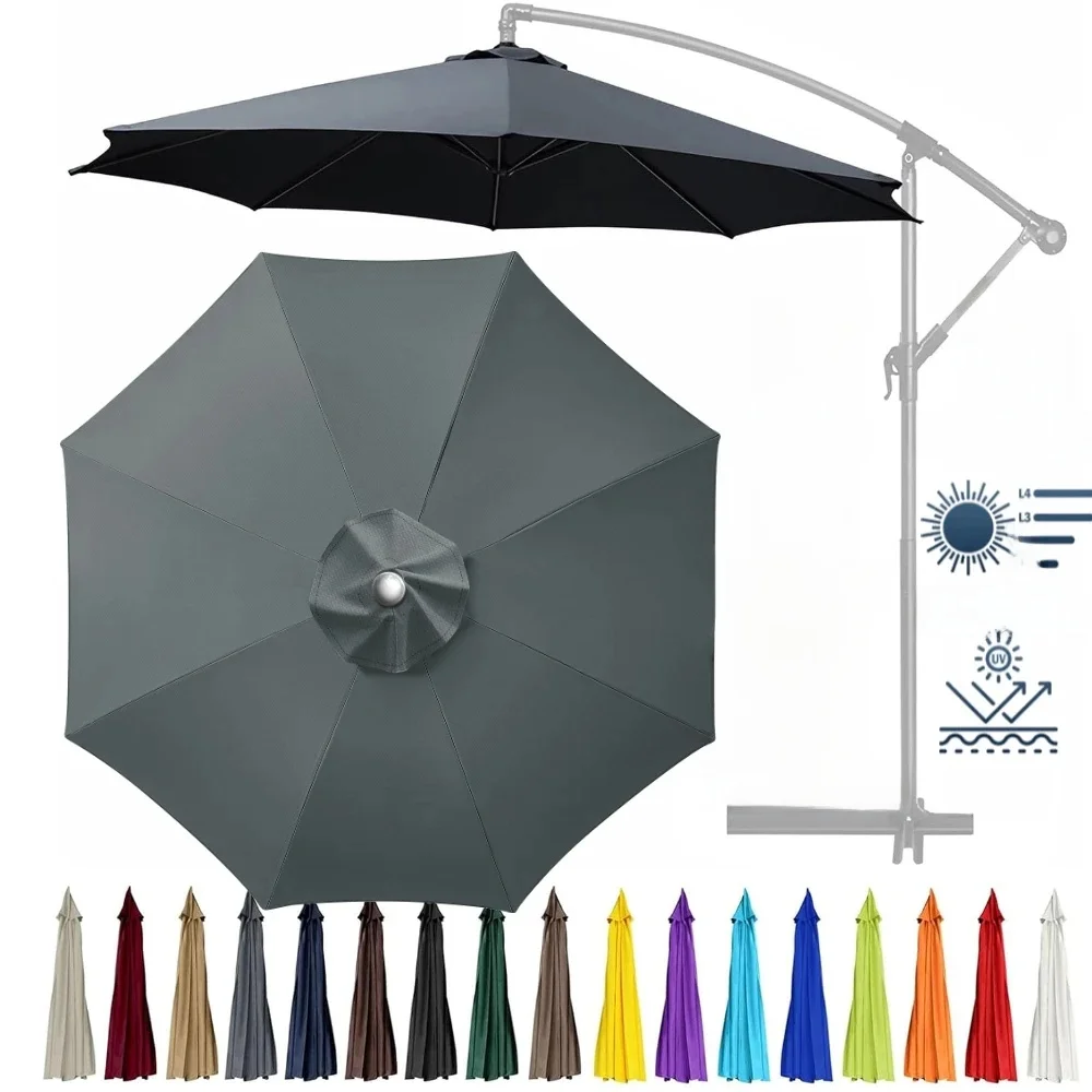 6/8Ribs Patio Umbrella Replacement Canopy Replacement 2/2.5/2.7/3M UV Protection Waterproof Garden Parasol Rain Cover Replacemen