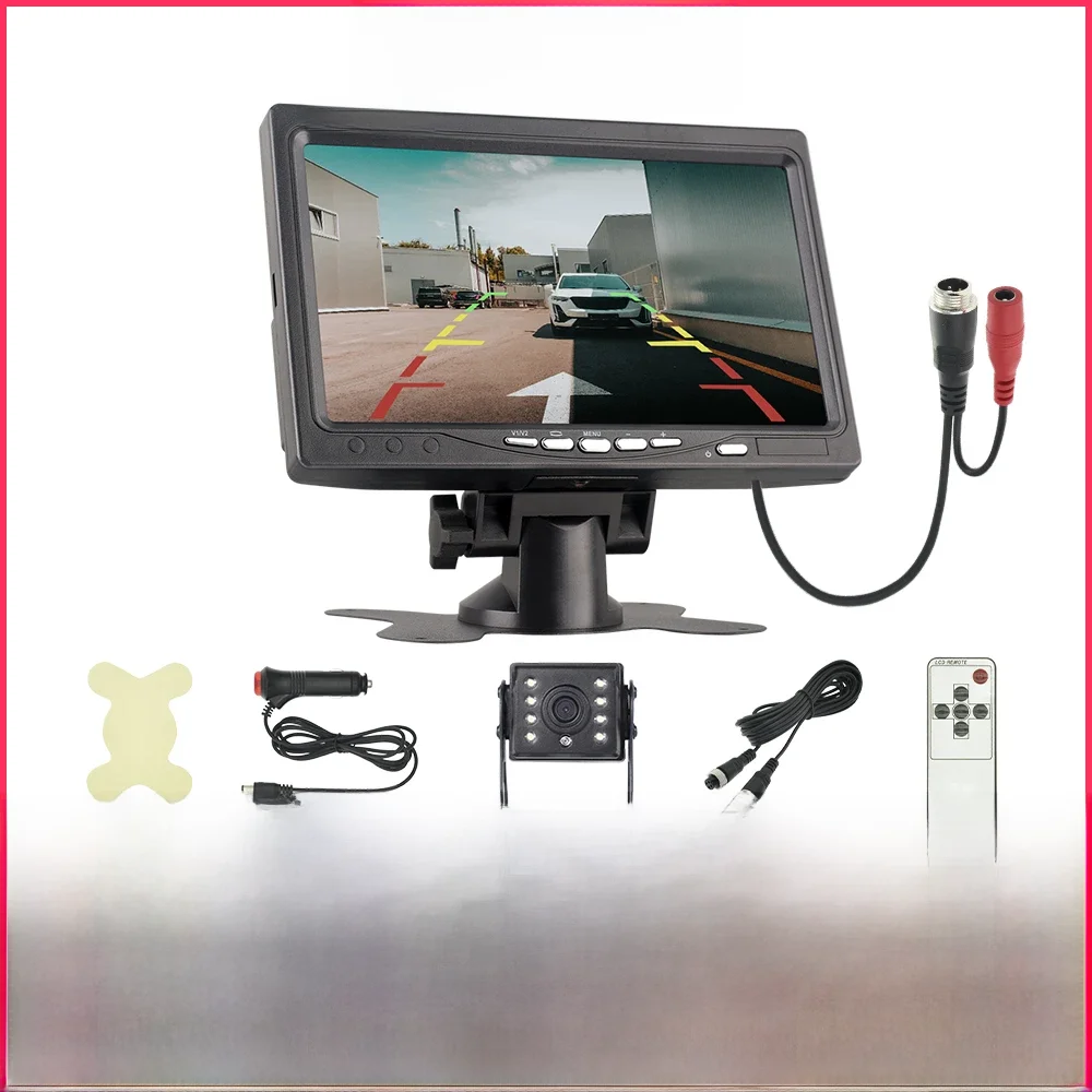 KTYDKP – caméra de recul pour stationnement de voiture, avec moniteur, caméra de recul 12-24V avec écran de 7 pouces, caméra de recul pour remorque de camion