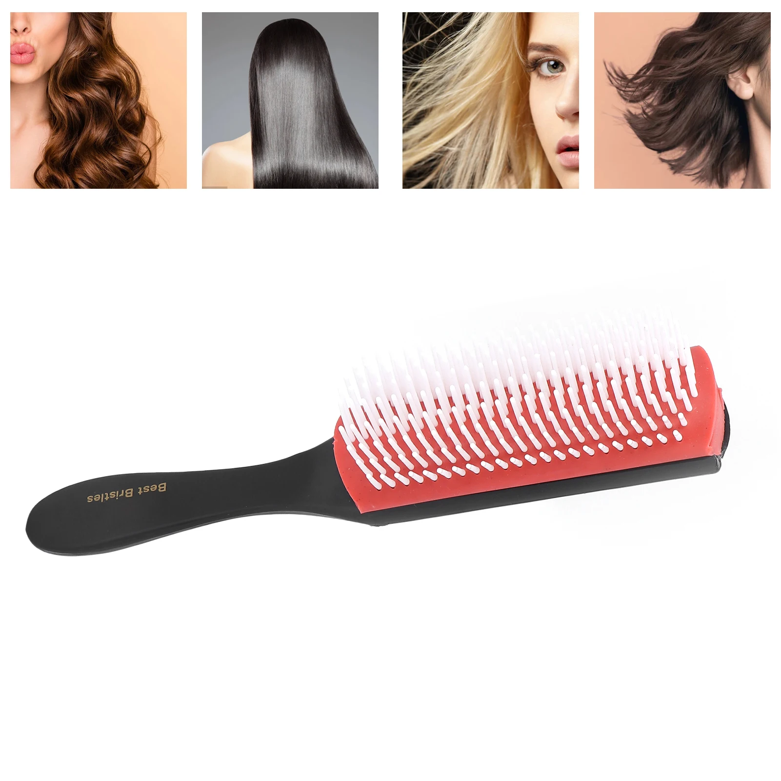 9-Rows Detangling Hair Brush Detangler Hairbrush Scalp Massager Salon Hairdressing Straight Curly Wet Hair Comb