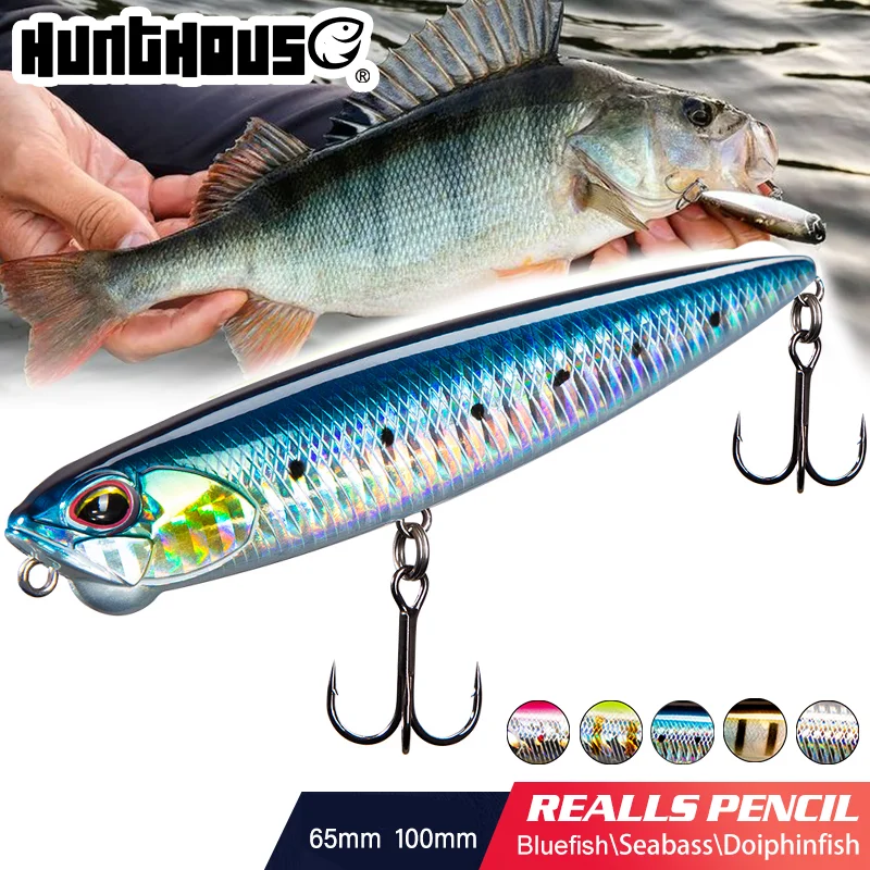 

Hunthouse WTD Floating Pencil Fishing Lure 100mm/14.5g 65mm/5.5g Top Water Wobbler Stick Bait For Fishing Bass Trout Tackle
