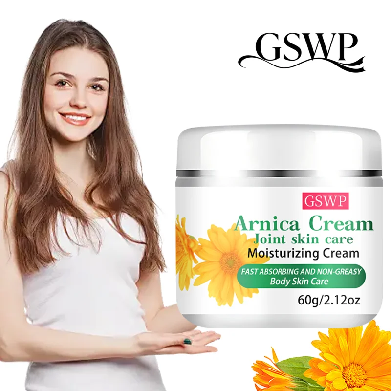 Crema hidratante Arnica GSWP, se absorbe rápidamente sin dejar sensación pegajosa, nutre la piel alrededor de las articulaciones. 60g/120g