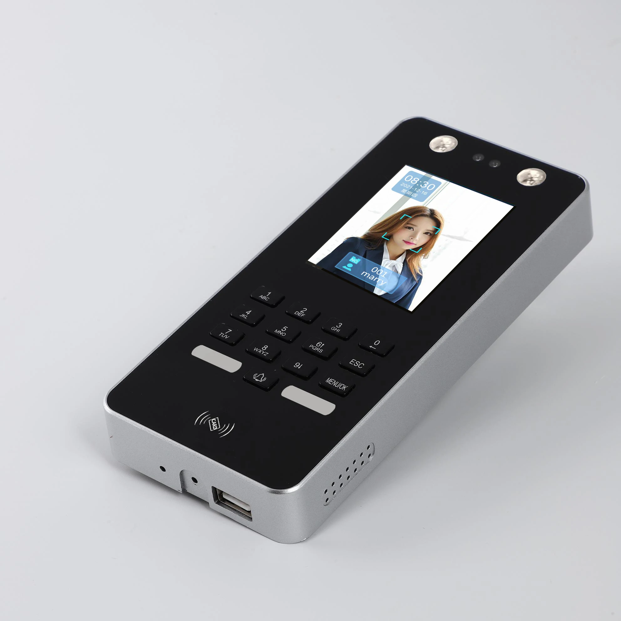 2.8-inch Color Screen 2000 Face Recognition, 2000 Passwords, 2000 Cards RFID Card Access Control Attendance Door Lock System