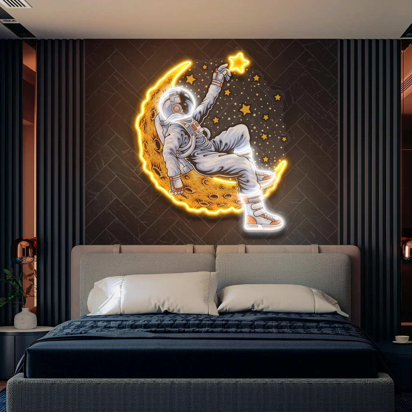 

Astronauts Neon Sign Custom Personalized Birthday Gift for Kids Teens Bedroom Home Living Room Above Bed Cool Printed Bar Sign