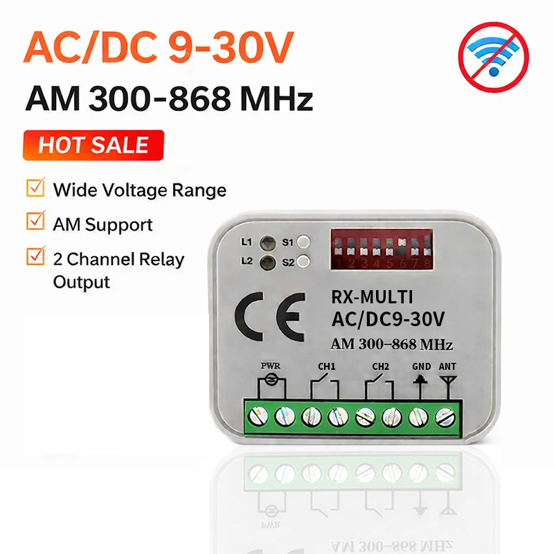 RX-MULTI Wireless Receiver Module 300-868MHz AC/DC 9-30V Mul