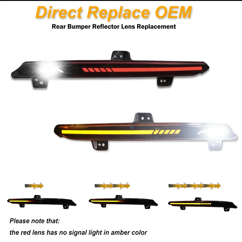 LED Rear Bumper Reflector Tail Light For Honda Accord 2018 2019 2020 2021 2022 23 Brake Driving Lamp W/ Yellow Dynamic Turn
