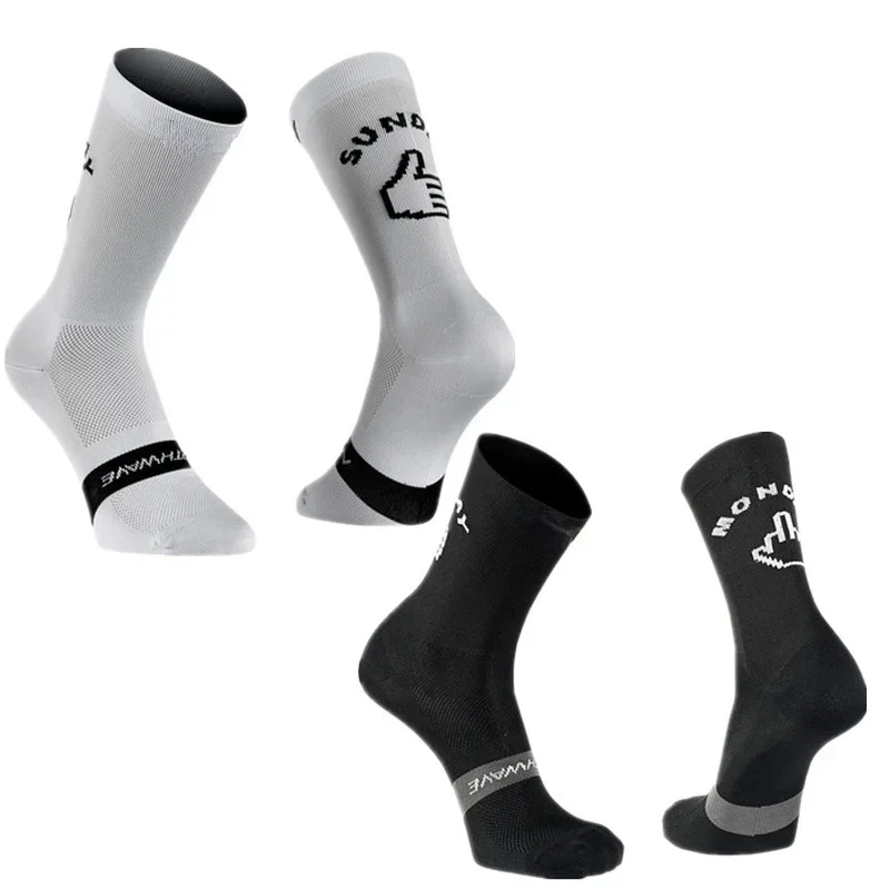 AliExpress New Monday Sunday Funny Cycling socks Breathable Road Bicycle Socks Men women Thumb Middle Finger Sports Racing Running socks
