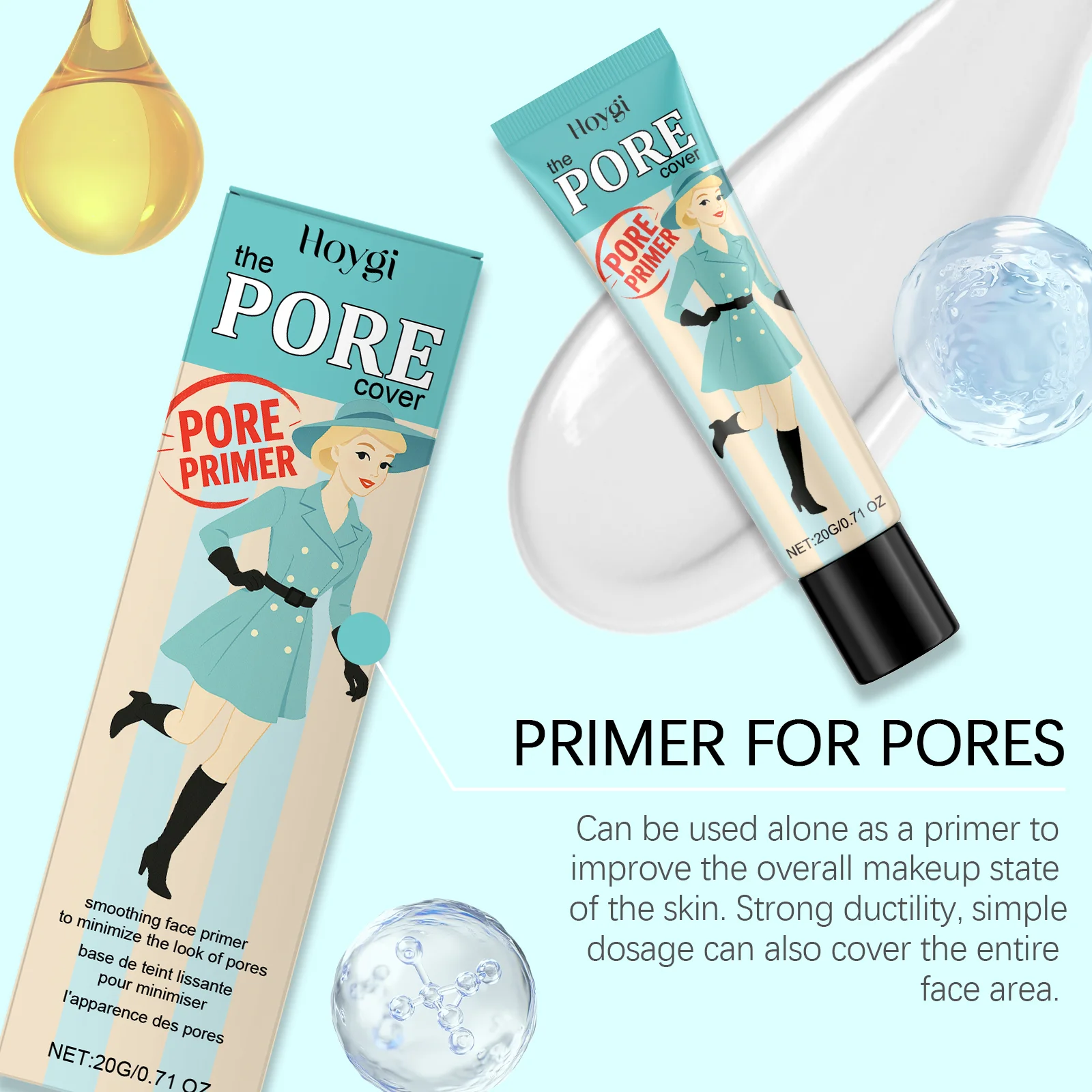 Hoygi – primaire de maquillage pour le visage, hydratant, longue durée, Non collant, même le teint, contrôle de l'huile, résistant à la sueur, lissant les pores