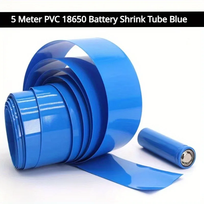 5.0meter Blue PVC Heat Shrinkable Tubing for 18650 LiPo Batteries - 2.95 cm Width, Insulated Film Wrap, Battery Protection Wrap